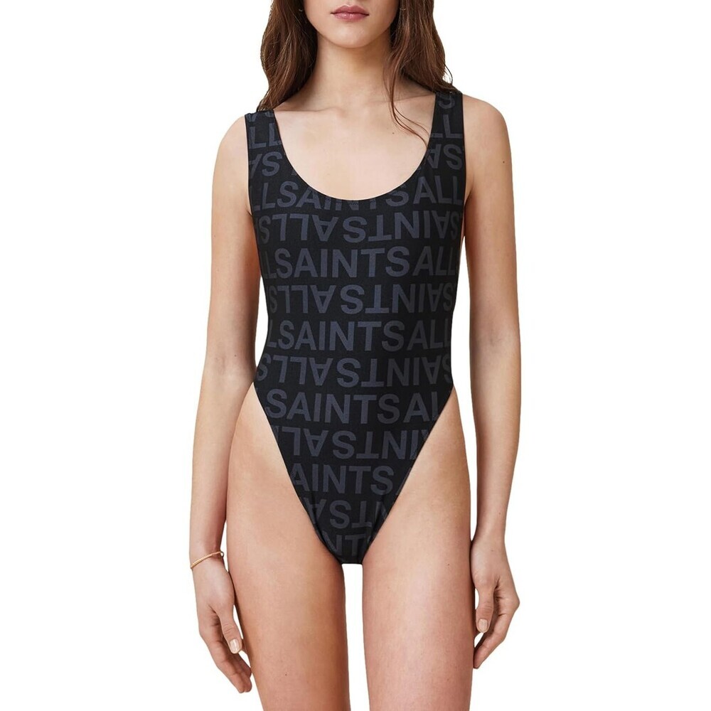 Allsaints Cay Swimsuits Womens Medium Black Underground Artwork One-Piece RED176